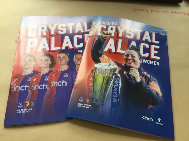 crystal palace women 2 x programmes watford/sunderland 23/24