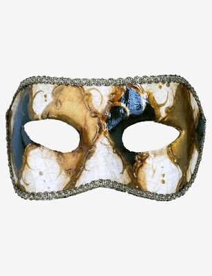 Venetian Mask Gold & Black Checked Eye Mask Craquelé Made In Venice, Italy!