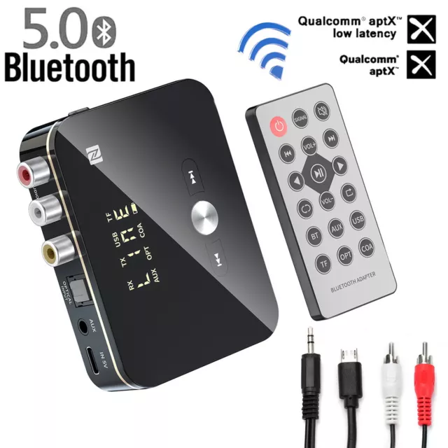 USB Bluetooth 5.0 Transmitter Receiver Wireless NFC to 2RCA Stereo Audio Adapter