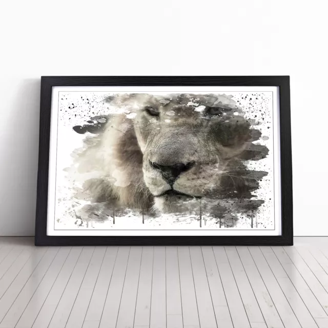 Lion 2 V3 Wall Art Print Framed Canvas Picture Poster Home Decor