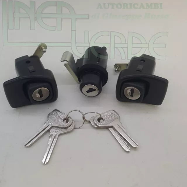 Kit Coppia Serrature Porta E Pulsante Chiusura Cofano Per 7654496 Fiat Panda