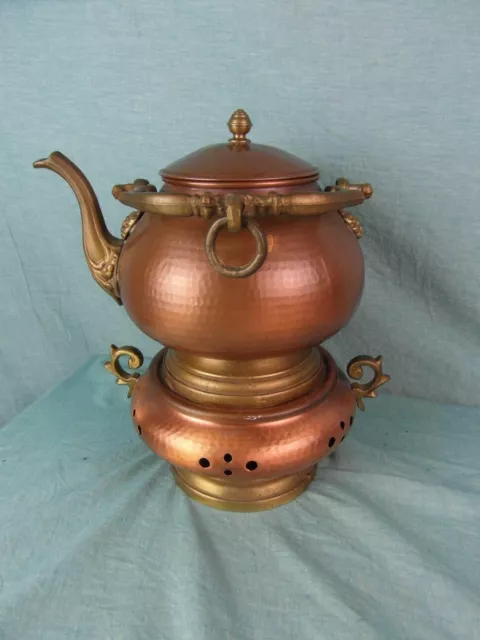 Teekanne Rechaud Kupfer Messing Antik Rar Teeset Tee Stövchen Kanne Solide 3c4