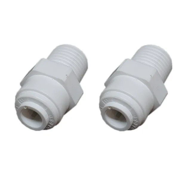 2x Quickfit 12mm | 1/4" Thread To 6mm Push In Tube Water Filter Quick Connectors