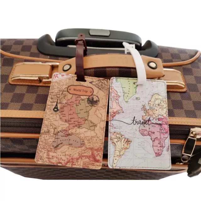 World Map Luggage Tag Travel Accessories PU Suitcase ID Address Holder Boarding