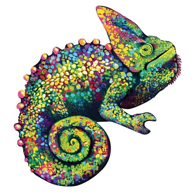 Chameleon Shaped Jigsaw Puzzle Adults Kids DIY Wooden Games Home Decoration Toys