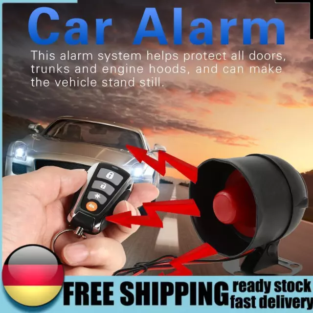 Car Alarm Universal Central Locking Kit Immobiliser with Shock Sensor 2 Remotes