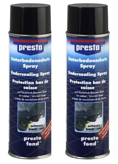 2 X Presto Protection de Soubassement Spray Gbstv Noir 306017 500ml Bitume Base