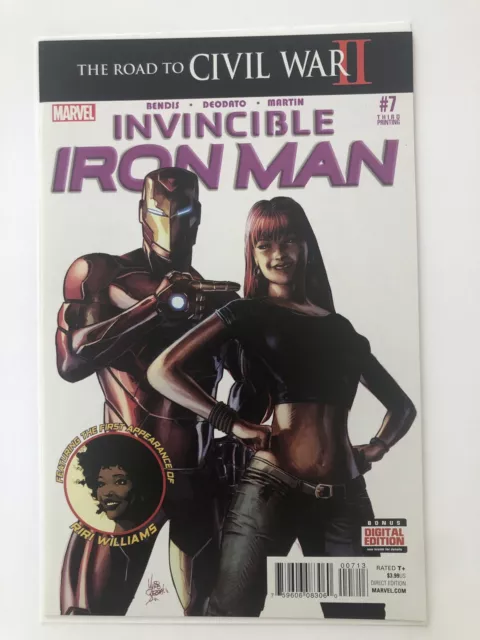 Invincible Iron Man #7 ~Key~1st App of Riri Williams 3rd Print NM 9.4