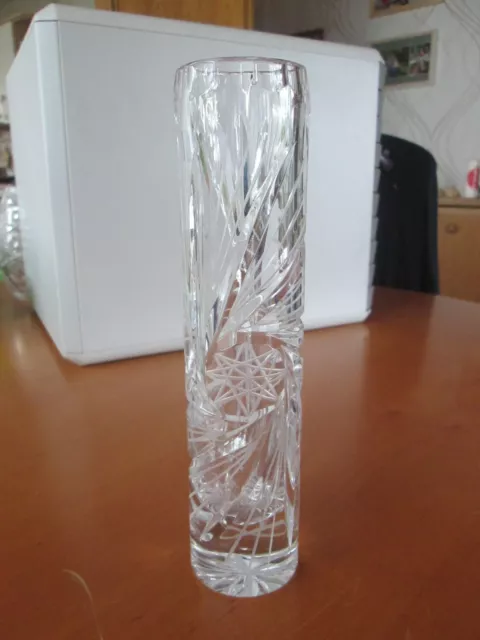 wunderschöne alte, zylindrische Bleikristall Vase, Schleuderstern