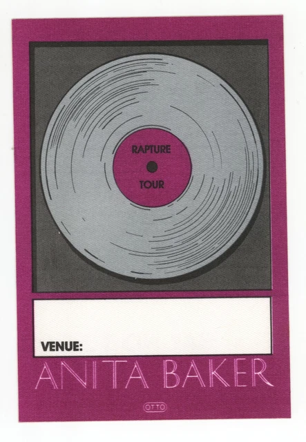 Rare Anita Baker 1996 -97 Rapture Tour Genuine Bright Purple Backstage Pass!