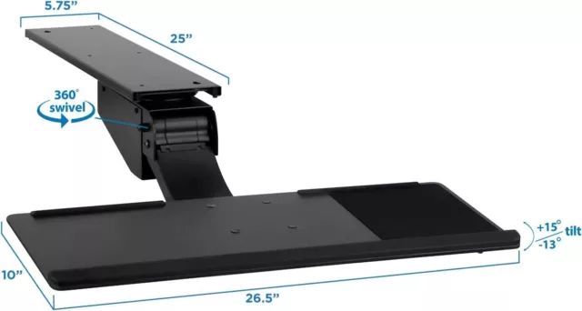 Mount-It! Mi-7139 Sit Stand Under Desk Keybpard And Mouse Tray