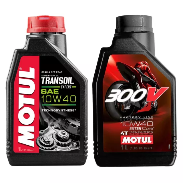 MF1819 - Kit Motul 1Lt Transoil Expert + 1Lt Olio Motore 300V 10W40 per Moto 4T