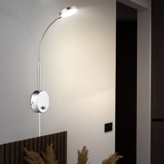 LED Wand Lampe Flexo Strahler chrom Schlaf Zimmer ALU Lese Leuchte beweglich 3