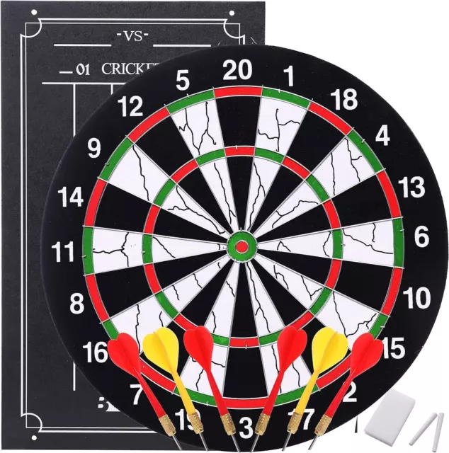 BETTERLINE Double-Sided Flocked Dart Board Set - Includes 6 Darts and...