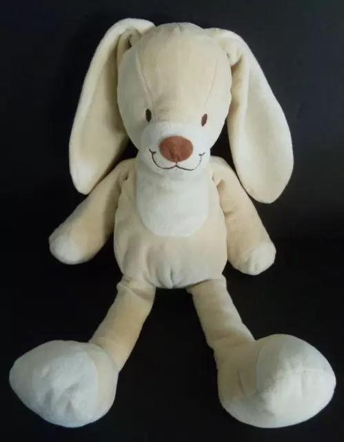i9. DOUDOU PELUCHE NICOTOY LAPIN chien ECRU BLANC NEZ MARRON 37cm EXCELLENT ETAT