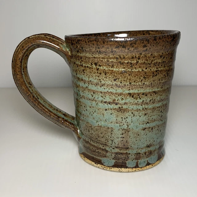 Studio Art Pottery Brown Drip Glaze Wheel Thrown Coffee Mug 4" Signed Wild Duck Studio Art Pottery Brown Drip Glaze Wheel Thrown Coffee Mug 4" Signed Wild Duck