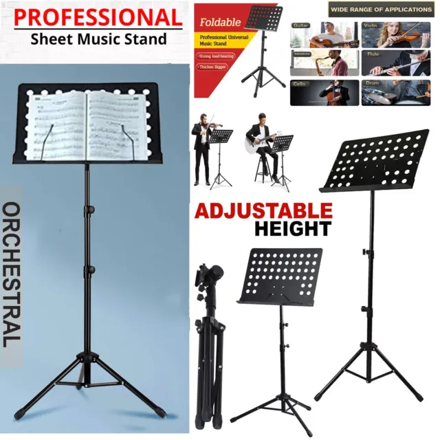 Orchestral Music Stand Heavy Duty Folding Adjustable Sheet Stand Tripod Base