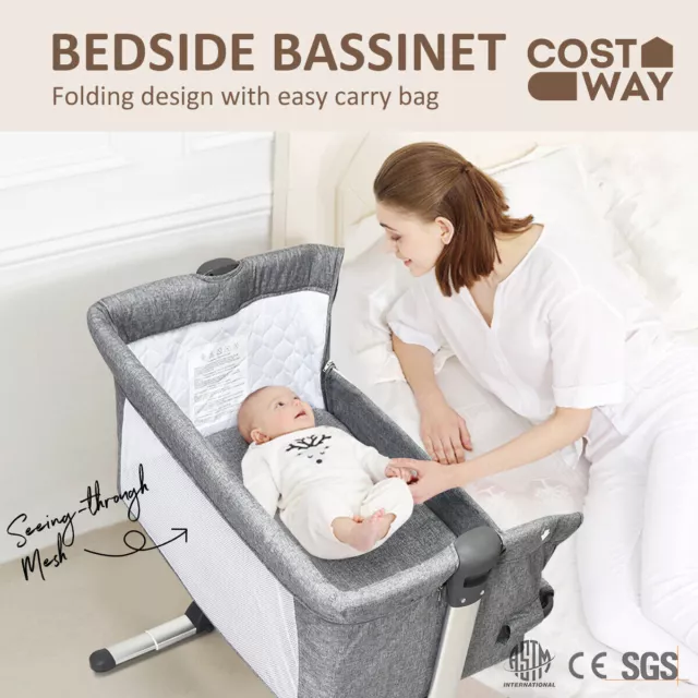 Baby Bassinet Cot Crib Bedside Co Sleeper Infant Newborn Bed Portable Cradle