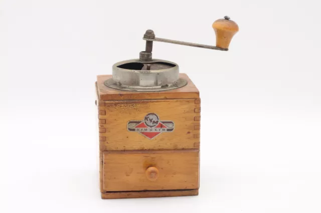 KYM Mokka Handkaffeemühle Gewürzmühle aus Holz und Metall selten antik Vintage