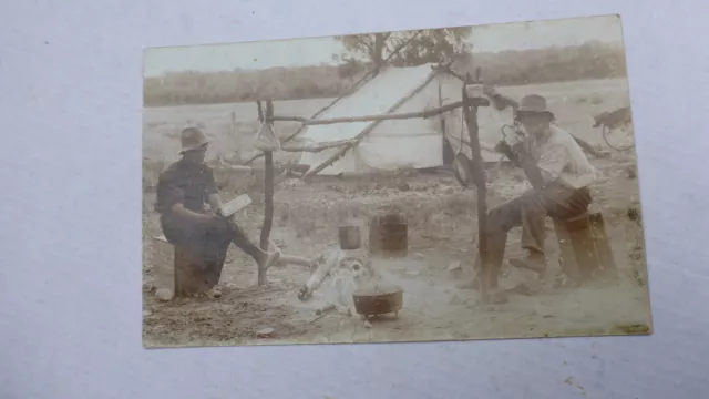 old POSTCARD AUSTRALIAN  Australia gold mining camp in the bush