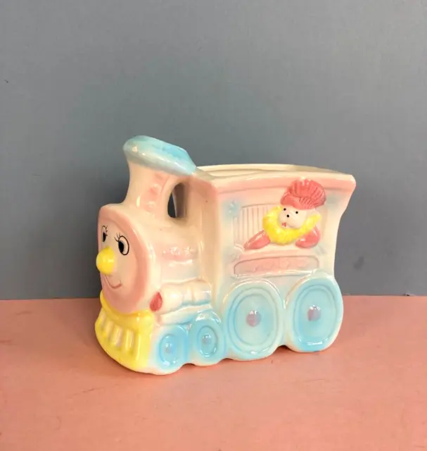 Vintage Ceramic Planter, Train Shape, Pastel Colours, Kitsch, Kawaii, Nursery
