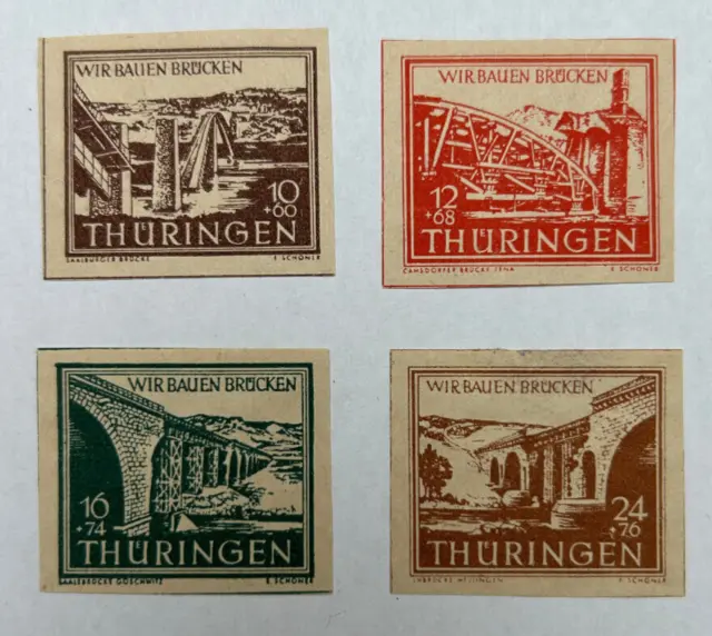 Briefmarken SBZ Thüringen Brückenbau Mi  112 - 115 komplett  ungestempelt