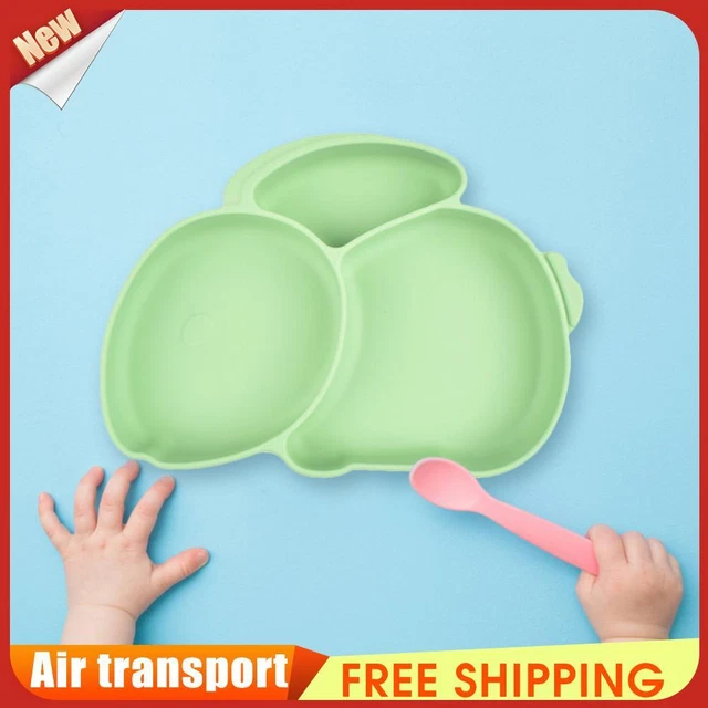 Cartoon Children Dishes Cute Silicone Baby Feeding Dishes Baby Cutlery (Green) *