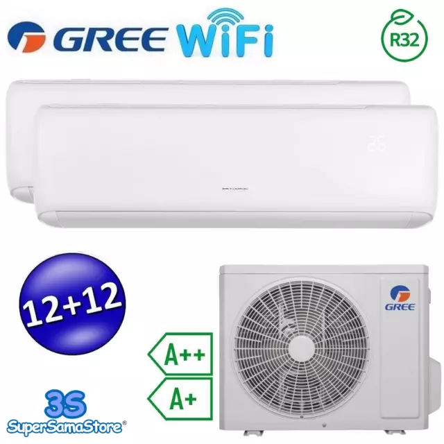 3S Climatiseur Gree Ari Dual Split 12000+12000Btu Inverter Wifi R32 A++/A+