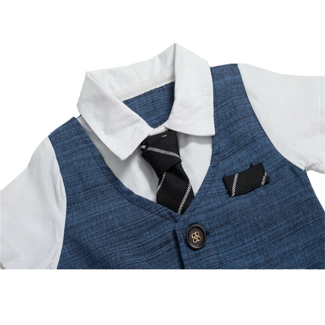 Newborn Infant Baby Boys Gentleman Jumpsuit Button Romper Formal Outfits Clothes 3
