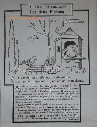 Publicite Ancienne De 1924 Autoplasme Fable De La Fontaine Benjamin Rabier Ad