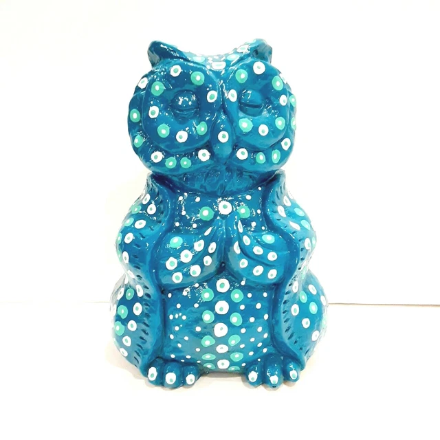 Zen Wisdom Owl Statue Hand Painted Buddha Yoga Namaste