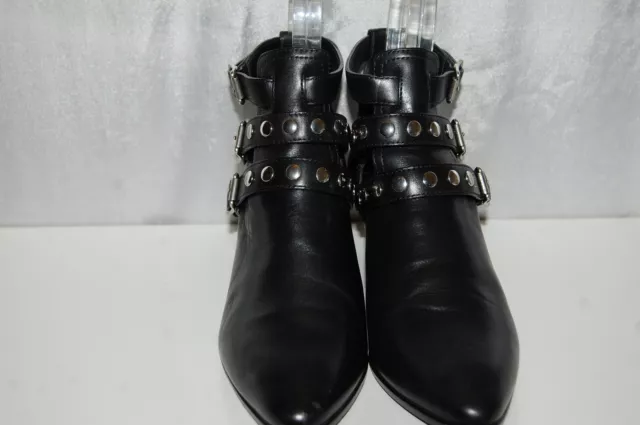 39/8.5❤️ SAINT LAURENT Rock Rivet Stud  BLACK LEATHER WOMEN ANKLE BOOTS BOOTIE 3