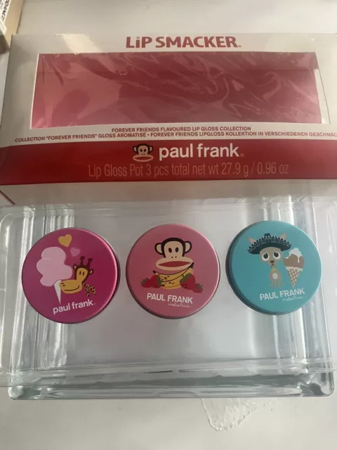 RARE Bonne BELL Lip Smacker Paul Frank 3 Piece Lip Gloss Cotton Candy + 2 More