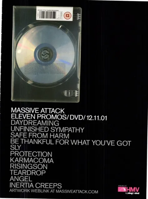 Framed Magazine Advert 11X9" Massive Attack : Eleven Promos Dvd