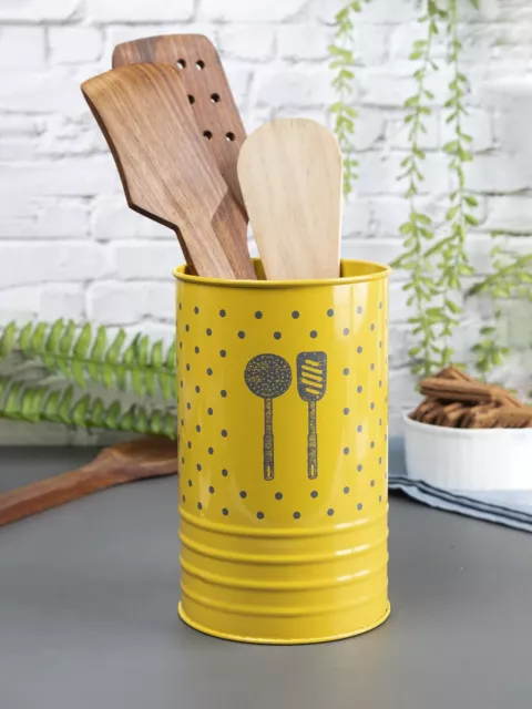 Beau Imprimé Design Métal Cuillère Support Pour Cuisine & Hôtel Jaune Couleur