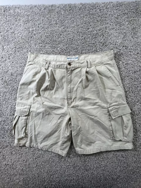 Old Navy Cargo Shorts Mens Size 38 Cotton Khaki Zip Fly Flat Front Relaxed Fit
