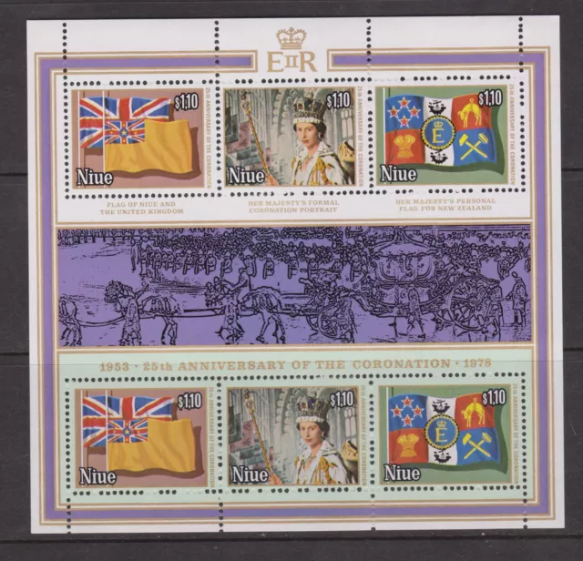 QEII 25th Anniversary Coronation 1978 MNH Stamp Sheet Niue SG 245-247