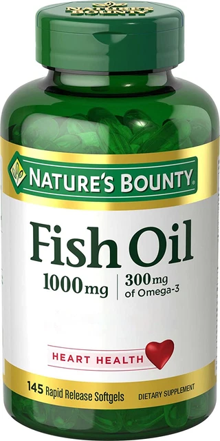 Nature?s Bounty Fish Oil, Supports Heart Health, 1000mg, Rapid Release Softge...
