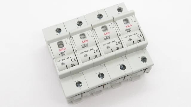 4x AEG LD02-1 fused load isolator 544332 load isolator D02 63A 1p
