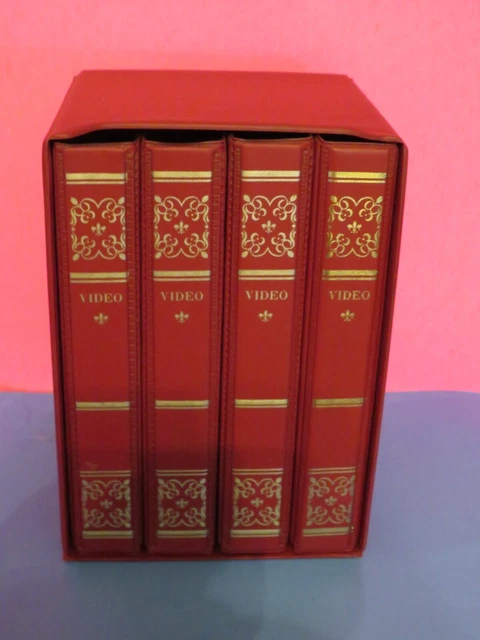 VINTAGE VHS STORAGE Video Library Classic Books Set (4 Empty Cases) RED ...