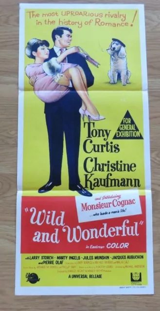 WILD AND WONDERFUL ORIGINAL 1964 DAYBILL CINEMA FILM POSTER Tony Curtis POODLE