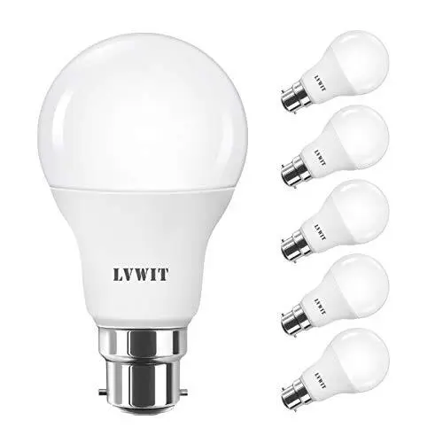 LVWIT Daylight B22 LED Bulb, 8W B22 LED Bayonet Light,60W Equivalent,GLS Energy
