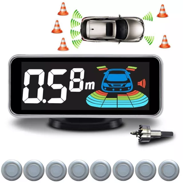 LCD Parksensor Set mit 8 Sensoren Reverse Backup CarParking Radar System Si M9I7