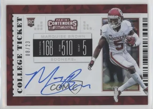 2019 Contenders Draft Picks Cracked Ice Ticket /23 Marquise Brown Rookie Auto RC