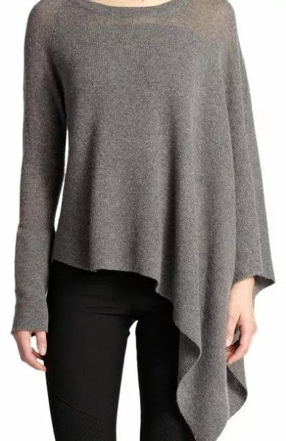 Helmut Lang Core Cashmere Alpaca Soncho Poncho Sweater Medium Gray S