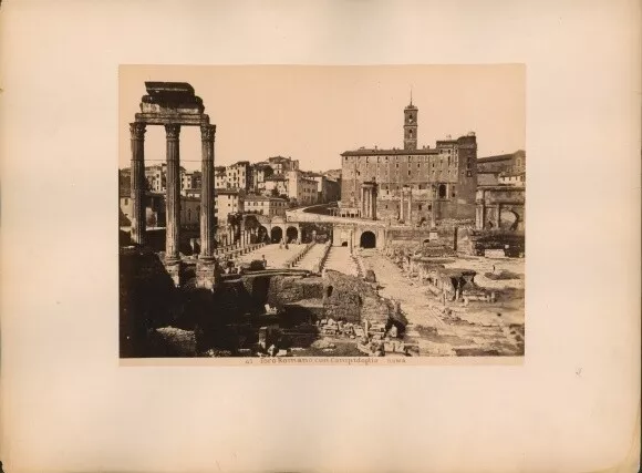 Foto um 1880, Roma Rom Lazio, Foro Romano con Campidoglio - 10517241