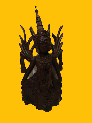Antique Carved Wooden Buddha Thailand Detailed Ebeny Indonasia Bali Balinese