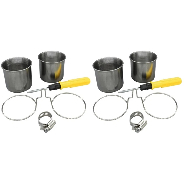 1 Ensemble Perroquet D'alimentation D'eau Acier Inoxydable Mangeoire À Oiseaux
