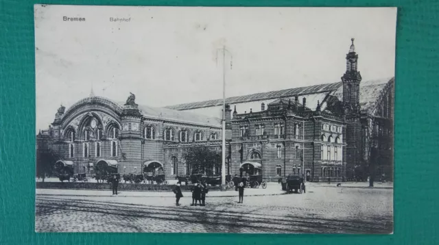 Ansichtskarte Postkarte Foto Eisenbahn Antik Bremen Bahnhof aus Sammlung  K-888