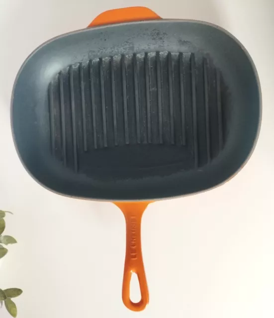 Vintage Le Creuset Gusseisen & Emaille orange Grill Bratpfanne Pfanne ovale Form